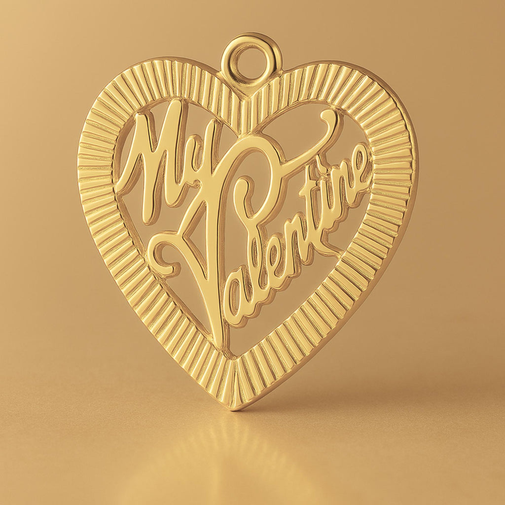 14ct Gold Plated - My Valentine Fluted Heart Charm