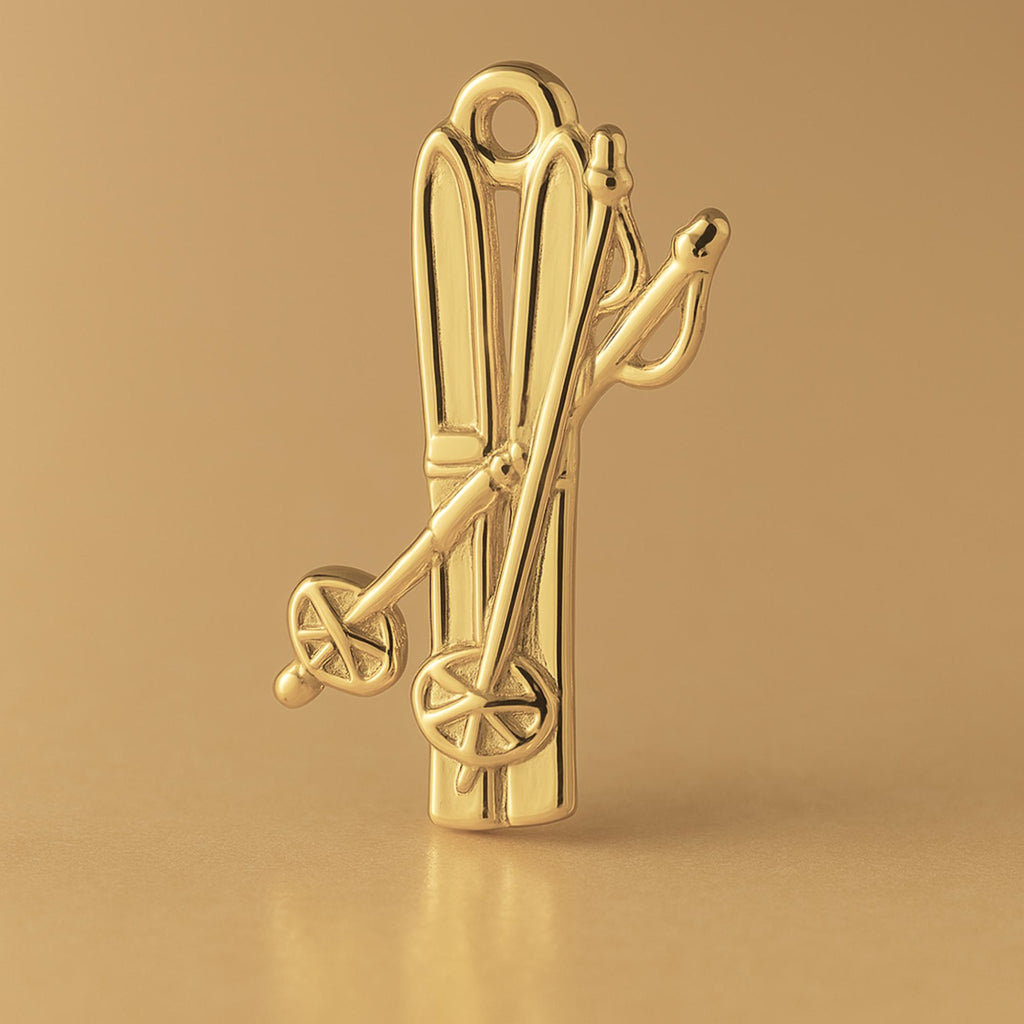 14ct Gold Plated - Classic Ski's and Poles Charm