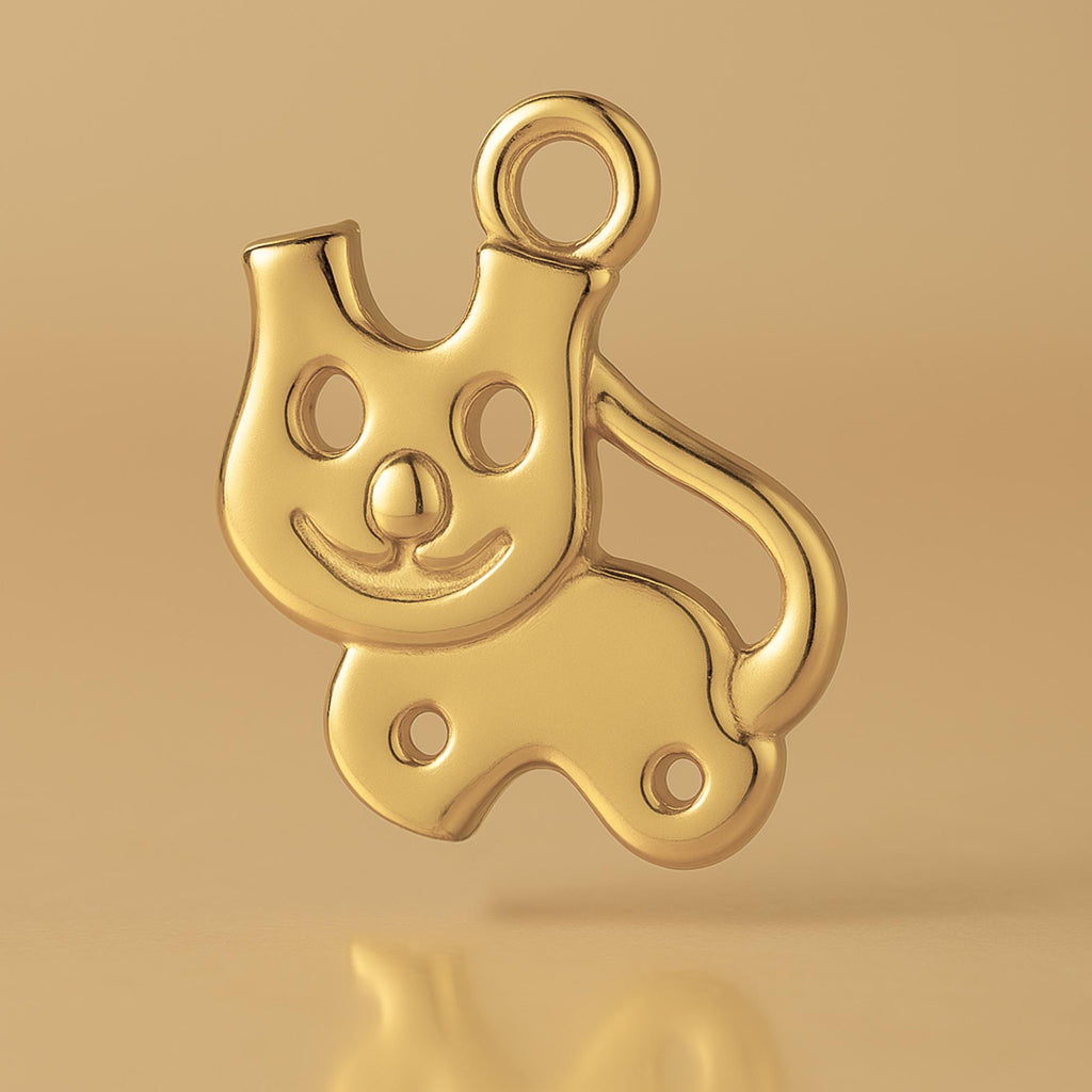 14ct Gold Plated - Cartoon Cat Charm