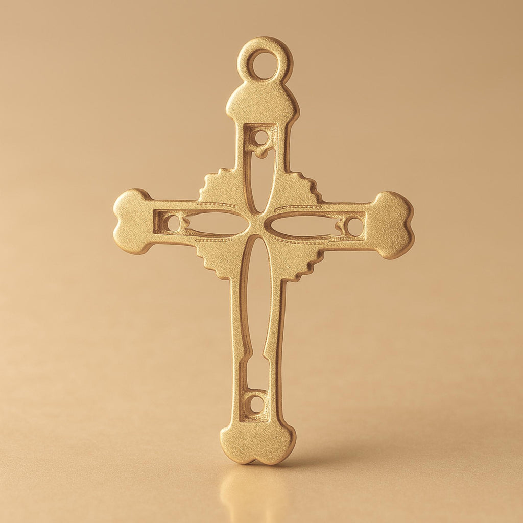 14ct Gold Plated - Ornate Open Crucifix Charm