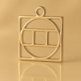 14ct Gold Plated - Gemini Zodiac Square Charm