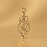 14ct Gold Plated - Floral Filigree Crest Charm