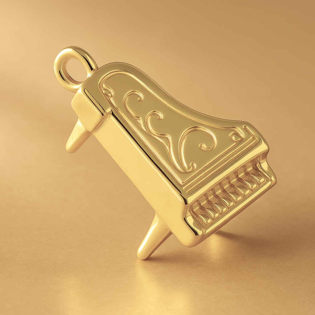 14ct Gold Plated - Ornate Grand Piano Charm