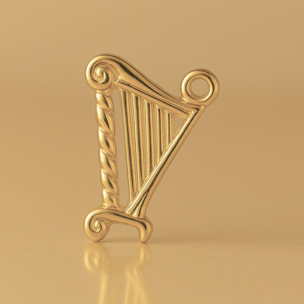 14ct Gold Plated - Twisted Rope Harp Charm