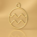 14ct Gold Plated - Aquarius Zodiac Round Charm
