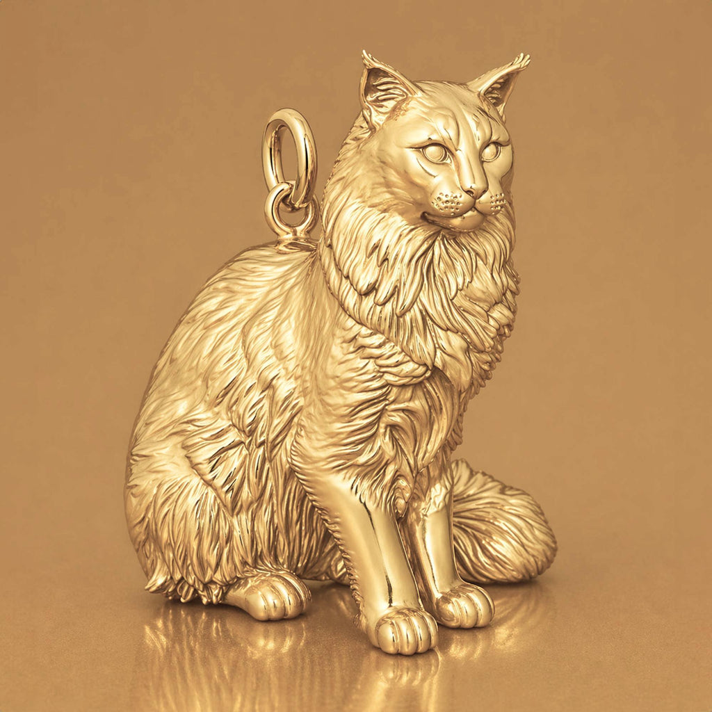 14ct Gold Plated - Maine Coon Cat Charm