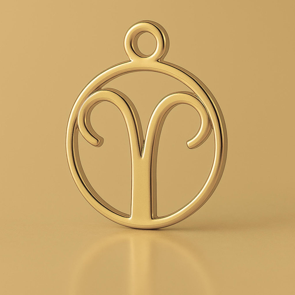 14ct Gold Plated - Aries Zodiac Round Charm