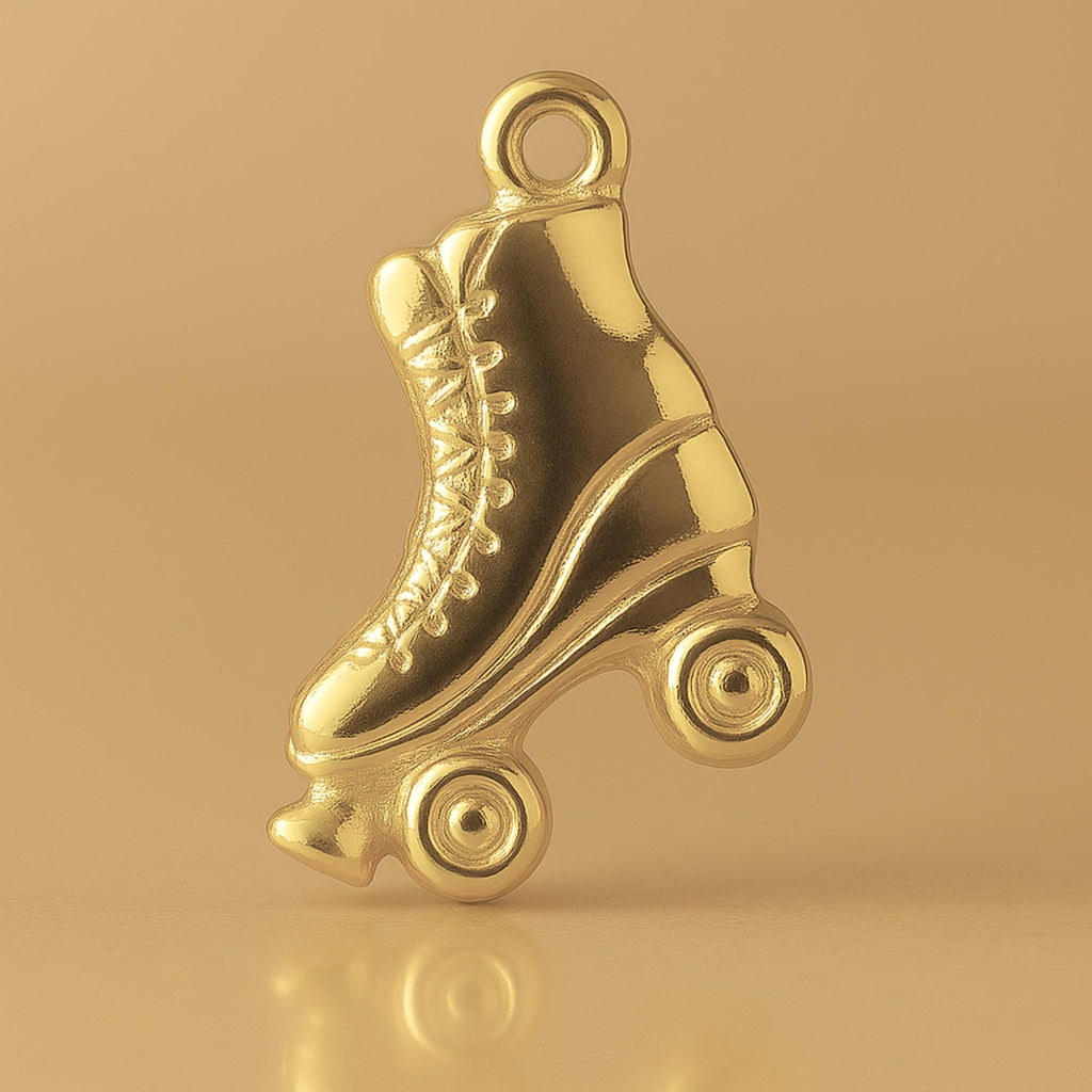 14ct Gold Plated - Vintage Roller Skate Silhouette Charm