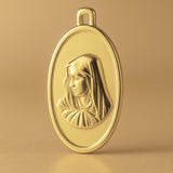 14ct Gold Plated - Oval Virgin Mary Amulet Charm