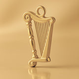 14ct Gold Plated - Elegant Scroll Harp Charm