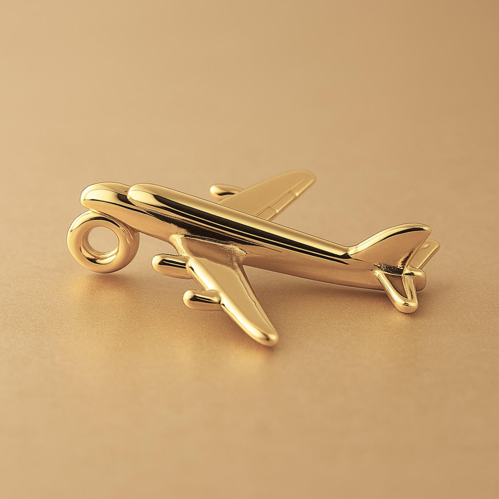 18ct Yellow Gold - Airliner Plane Charm