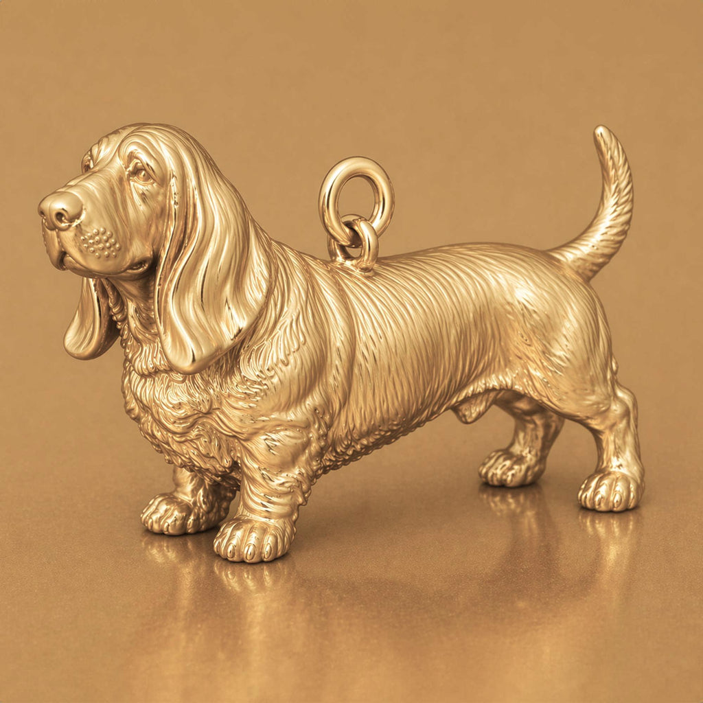 14ct Gold Plated - Basset Hound Dog Charm