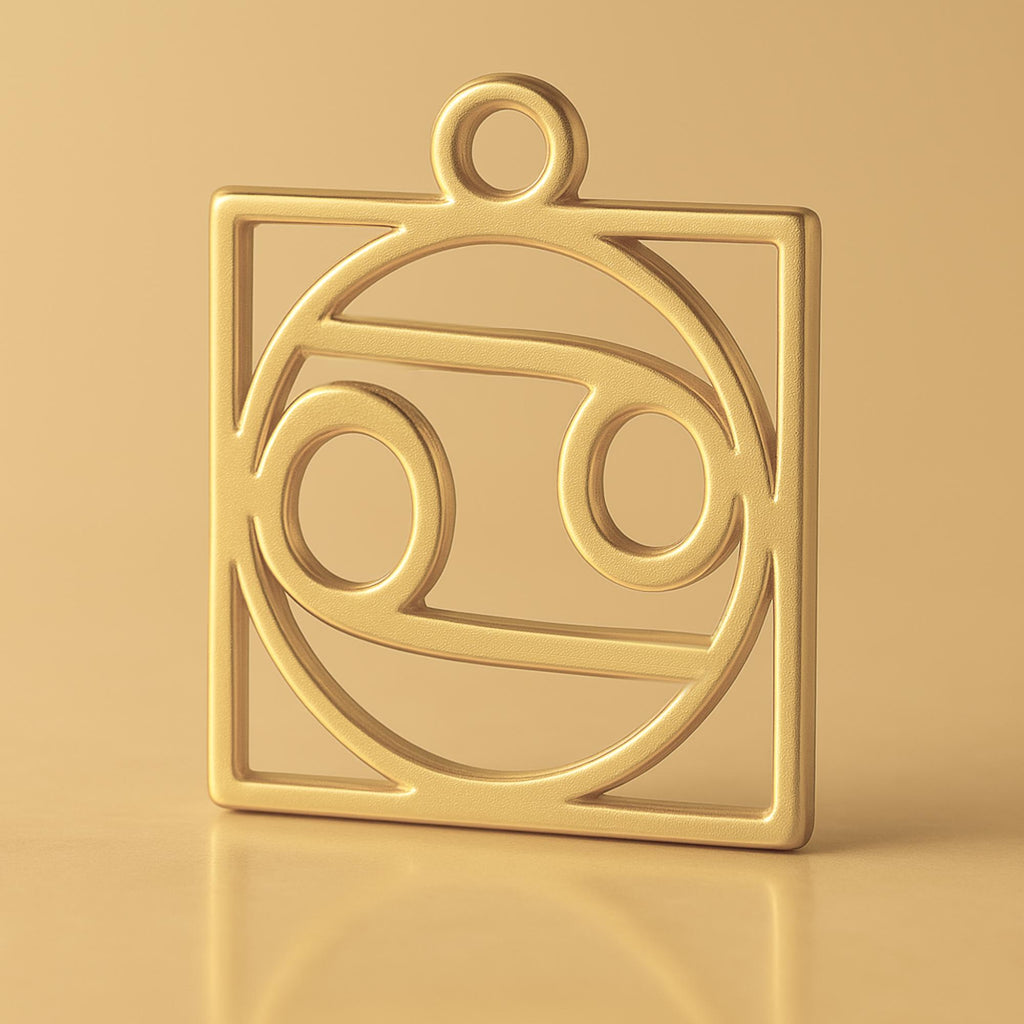 14ct Gold Plated - Cancer Zodiac Square Charm
