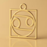 14ct Gold Plated - Cancer Zodiac Square Charm