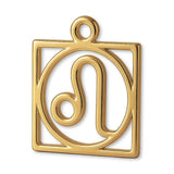 14ct Gold Plated - Leo Zodiac Square Charm