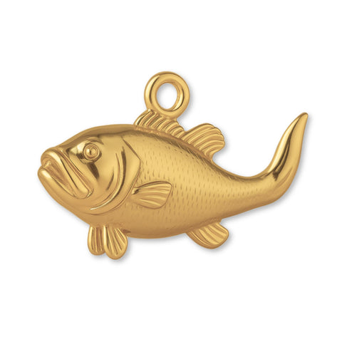 14ct Gold Plated - Largemouth Bass Fish Charm