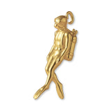 14ct Gold Plated - Swimming Scuba Diver Charm