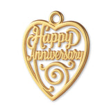 14ct Gold Plated - Happy Anniversary Openwork Heart Charm