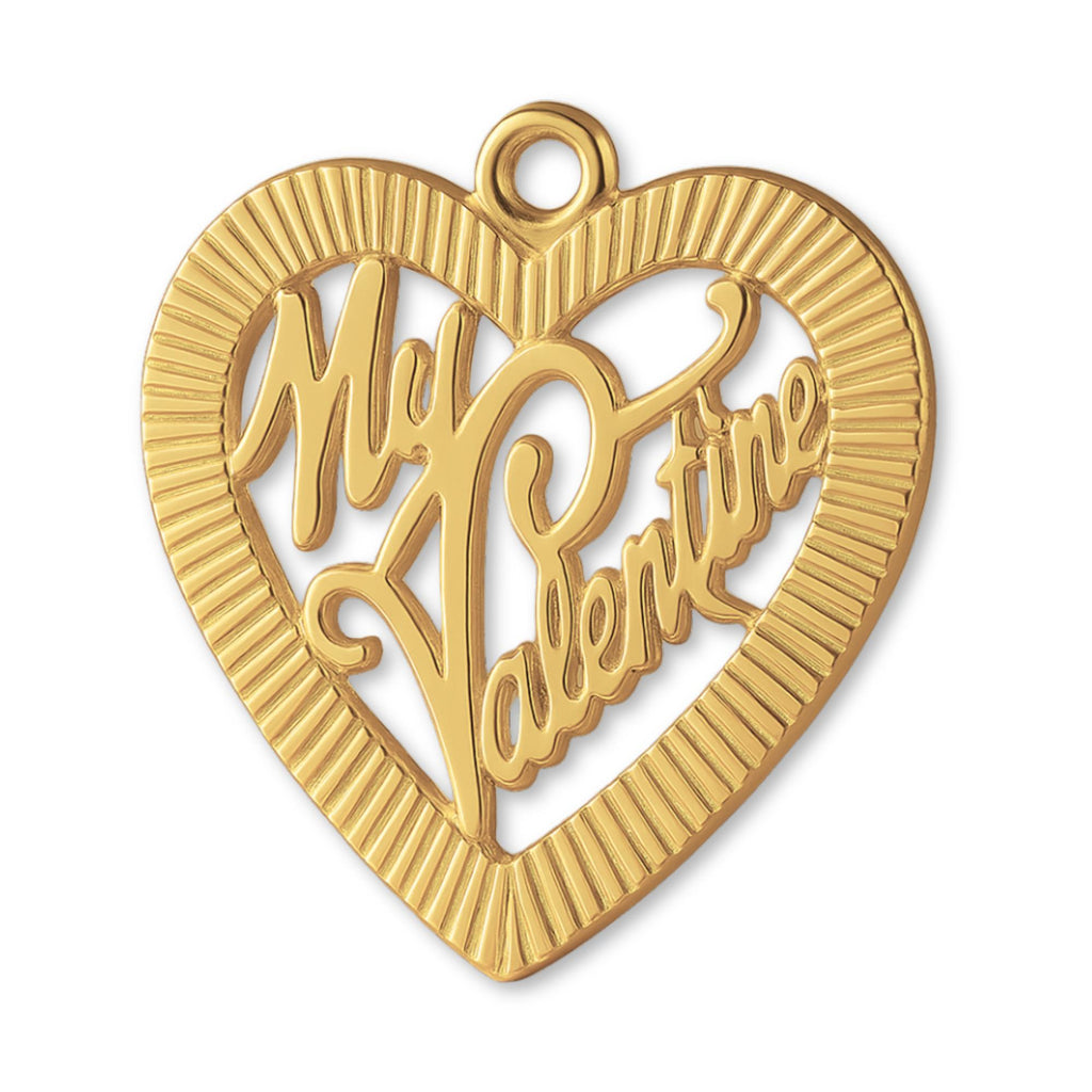 14ct Gold Plated - My Valentine Fluted Heart Charm