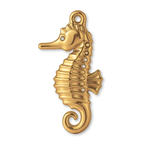 14ct Gold Plated - Lined Seahorse Charm