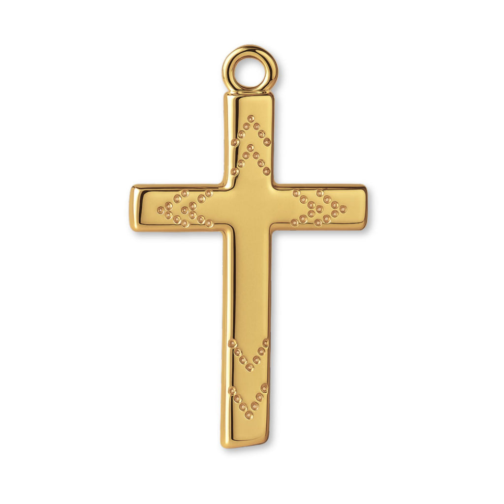 14ct Gold Plated - Chevron Dot Crucifix Charm