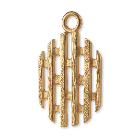 14ct Gold Plated - Openwork Grille Totem Charm