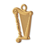 14ct Gold Plated - Elegant Scroll Harp Charm