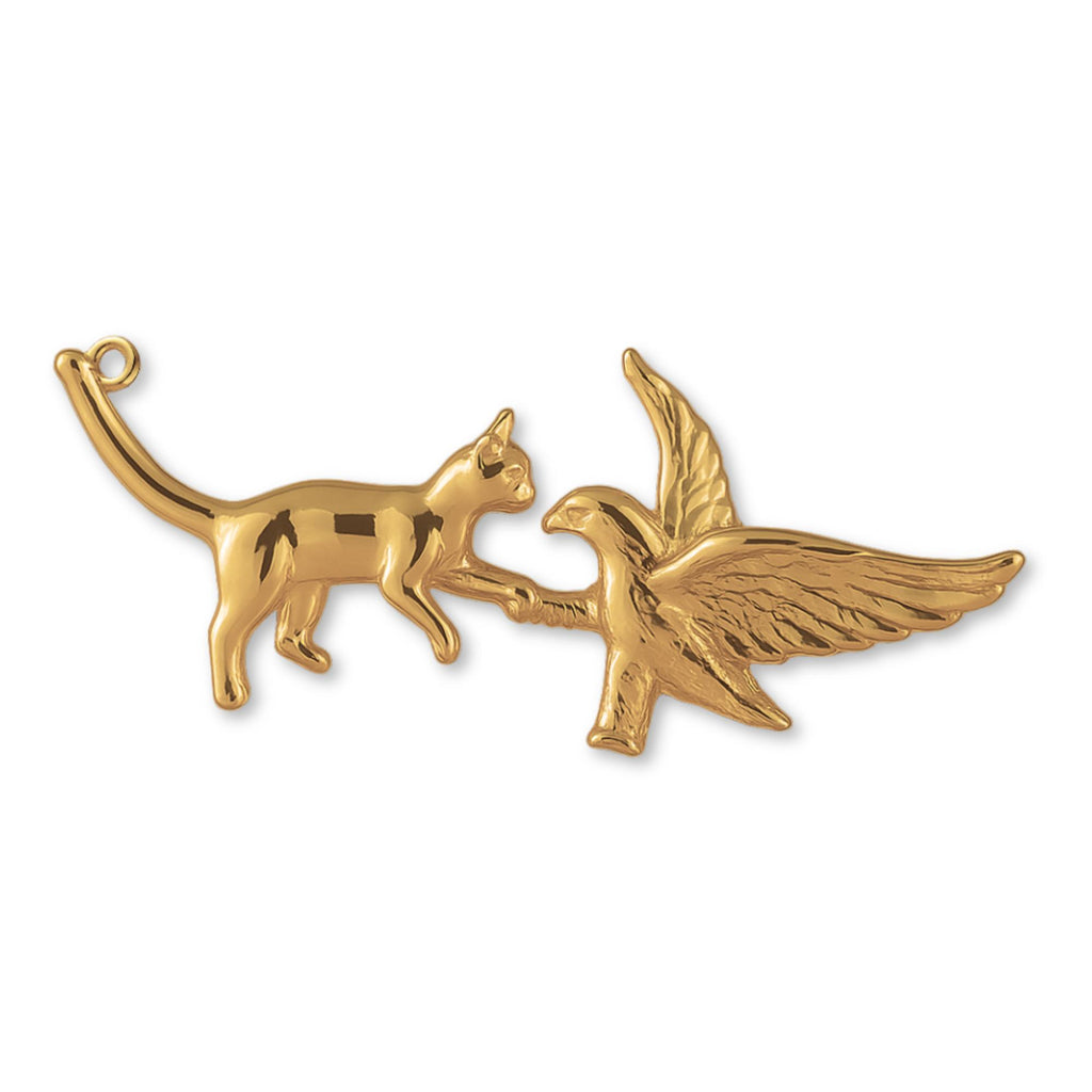 14ct Gold Plated - Cat VS Eagle Charm