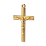 14ct Gold Plated - Jesus on Ribbed Crucifix Charm
