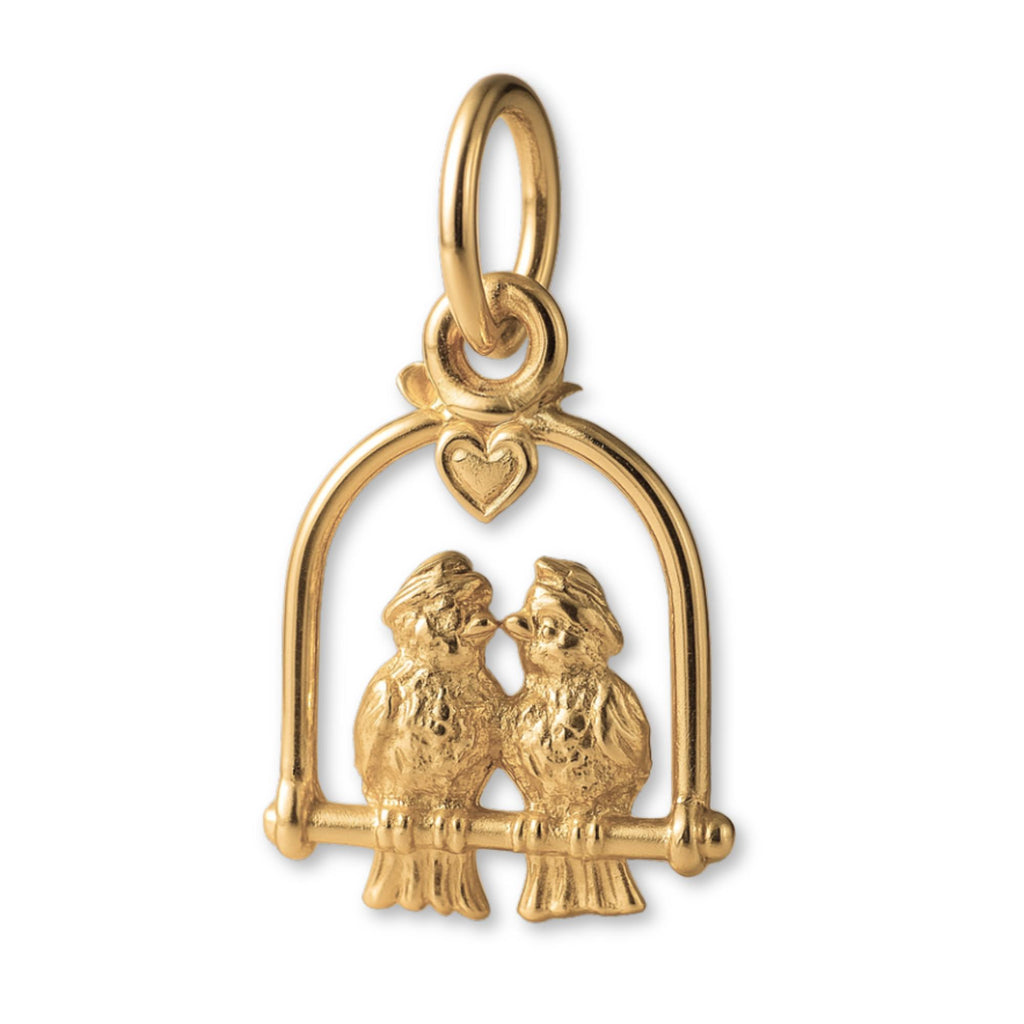 14ct Gold Plated - Perched Love Birds Charm