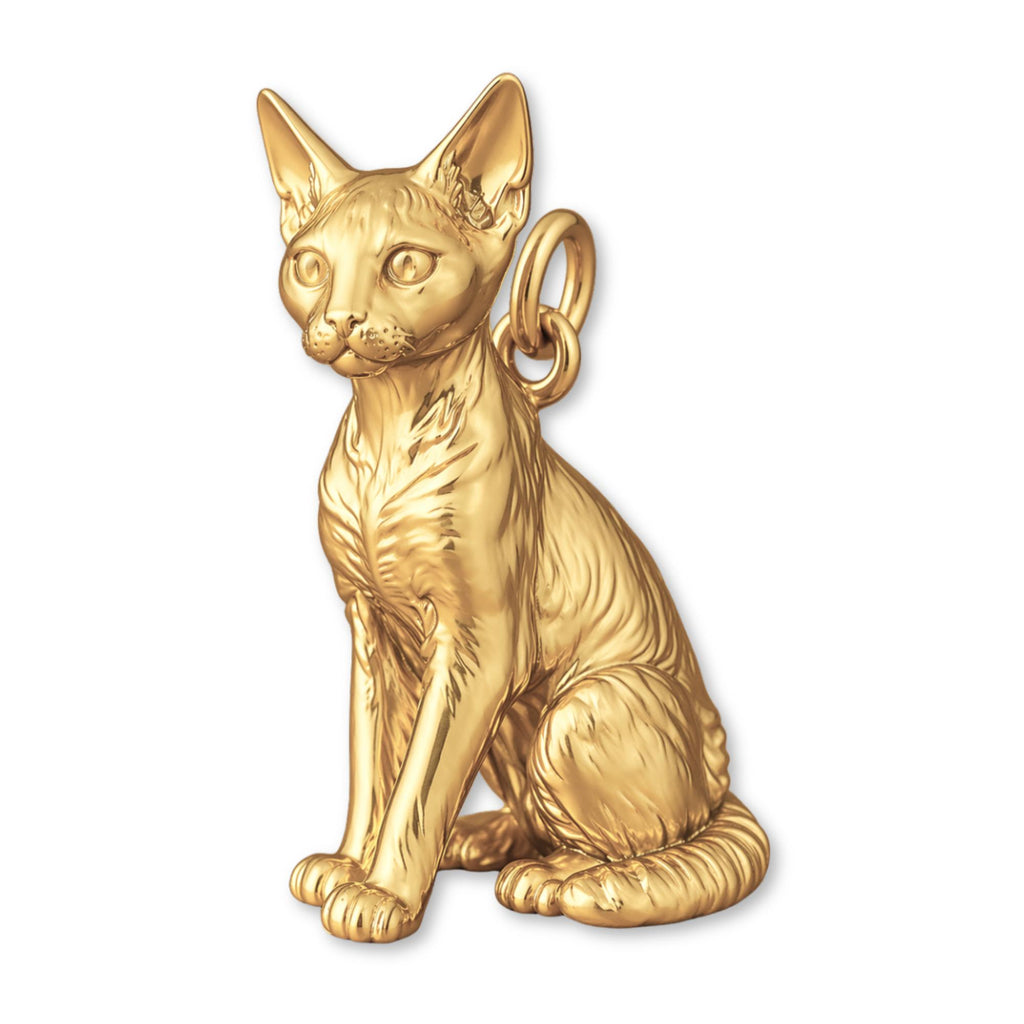 14ct Gold Plated - Devon Rex Cat Charm