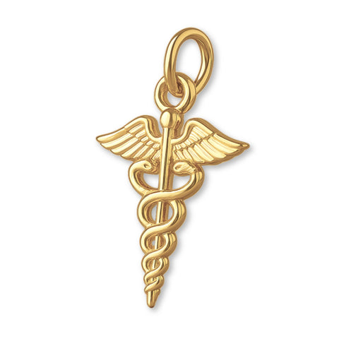 14ct Gold Plated - Medical Caduceus Charm