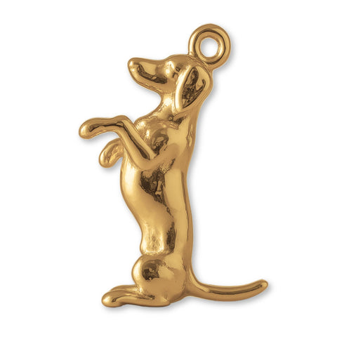 14ct Gold Plated - Playful Dachshund Dog Charm