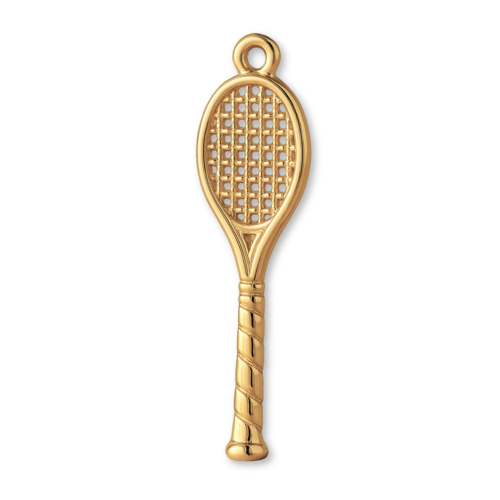 14ct Gold Plated - Open Weave Tennis Racket Charm