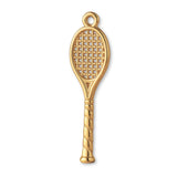14ct Gold Plated - Open Weave Tennis Racket Charm