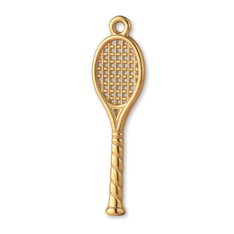 14ct Gold Plated - Open Weave Tennis Racket Charm