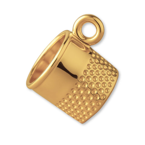 14ct Gold Plated - Dimpled Thimble Charm