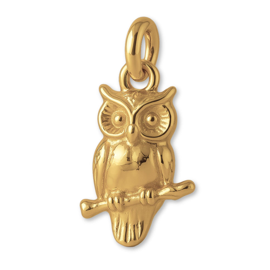 14ct Gold Plated - Great Horned Owl Charm