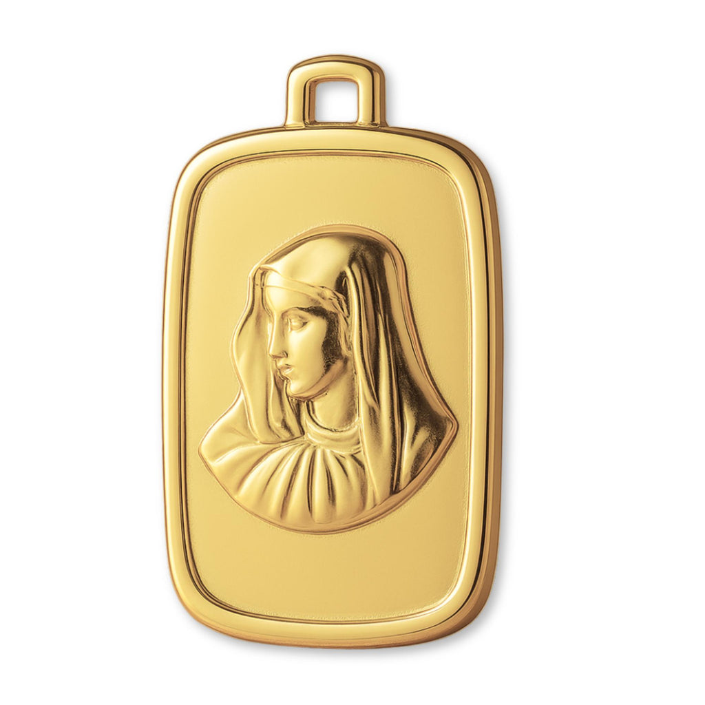 14ct Gold Plated - Rectangle Virgin Mary Amulet Charm