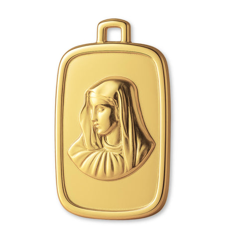 14ct Gold Plated - Rectangle Virgin Mary Amulet Charm