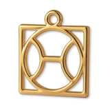 14ct Gold Plated - Pisces Zodiac Square Charm