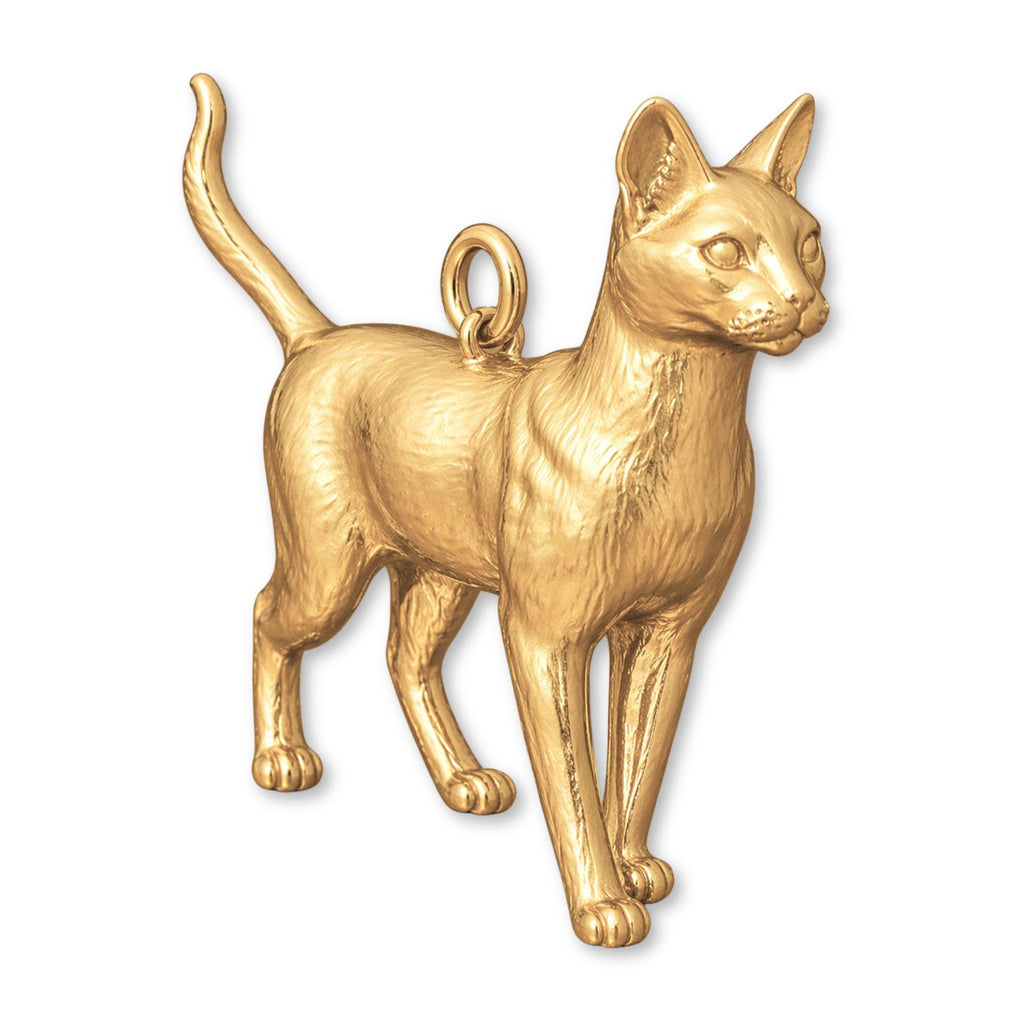 14ct Gold Plated - Havana Brown Cat Charm