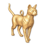 14ct Gold Plated - Havana Brown Cat Charm