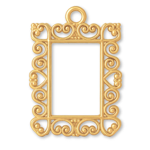 14ct Gold Plated - Heart Frame Charm