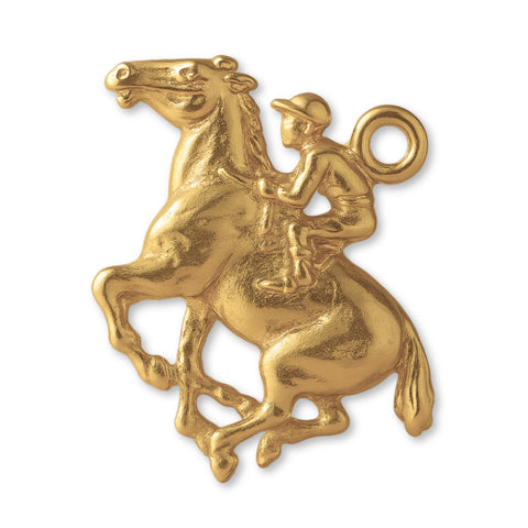 14ct Gold Plated - Horse and Jockey Charm