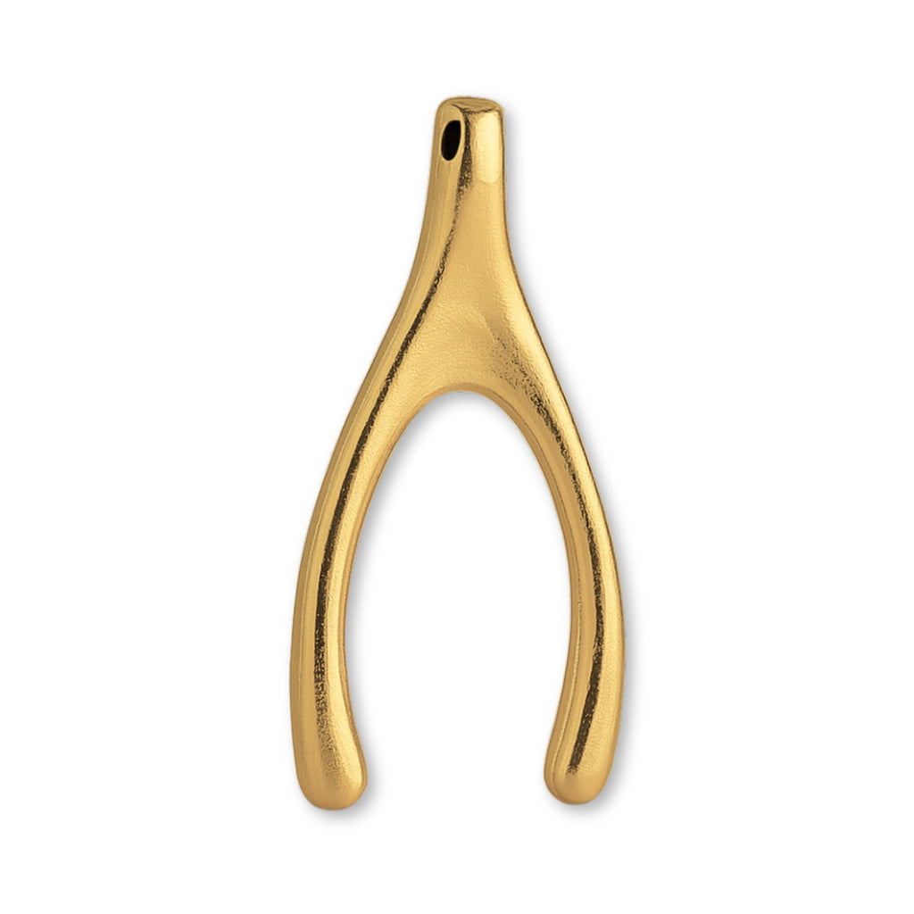 14ct Gold Plated - Classic Wishbone Charm