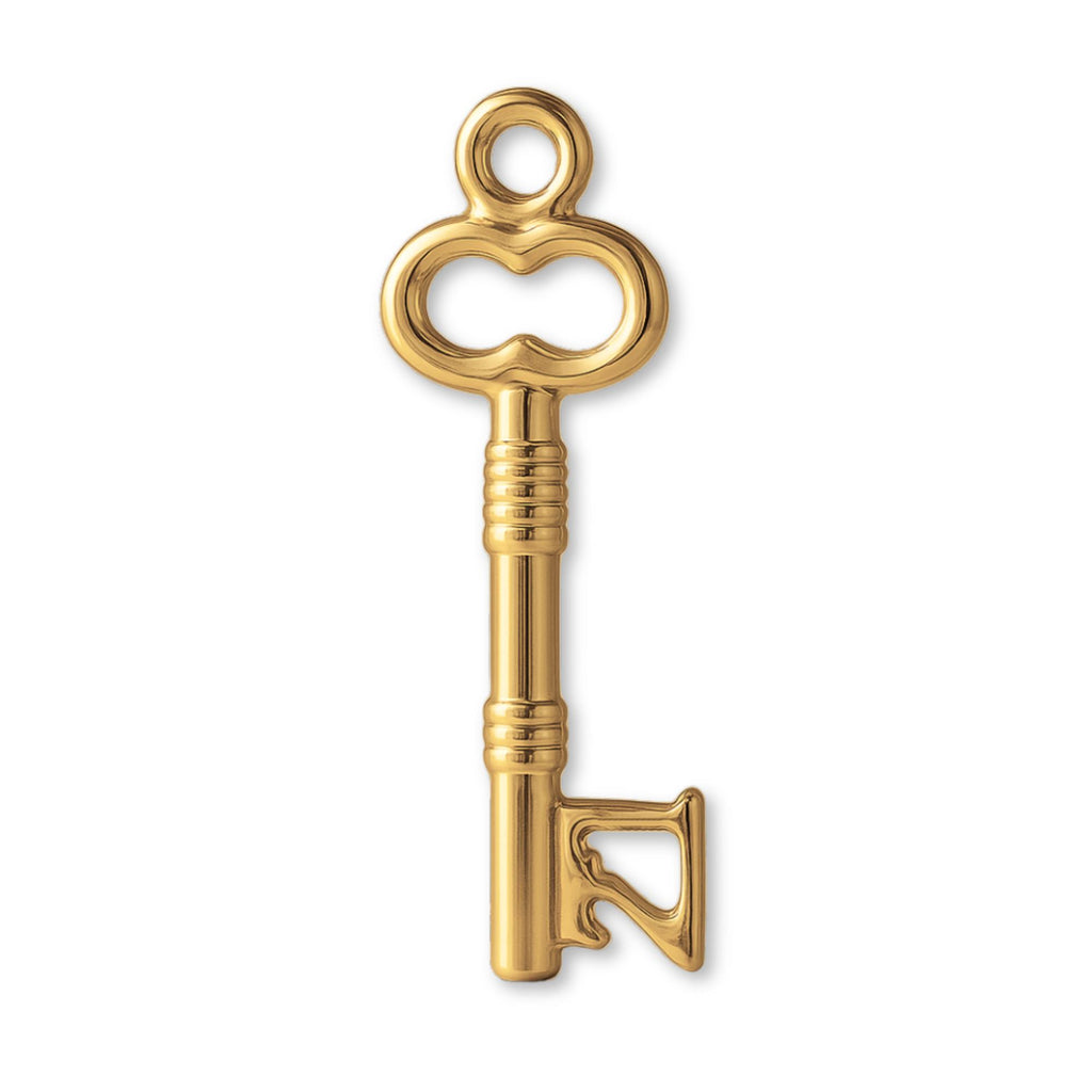 14ct Gold Plated - Ribbed 21 Castle Key Charm