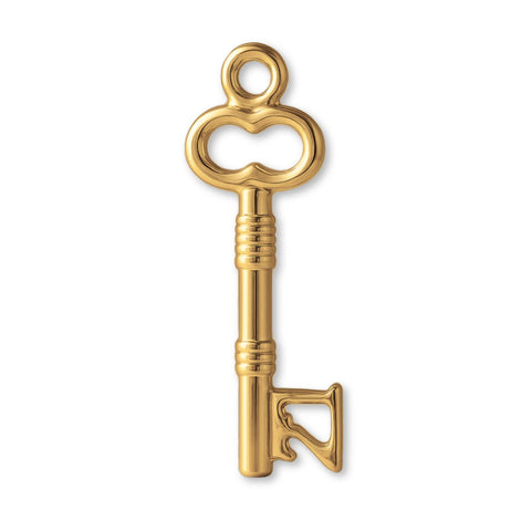 14ct Gold Plated - Ribbed 21 Castle Key Charm