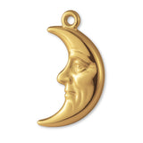 14ct Gold Plated - Sad Crescent Moon Charm