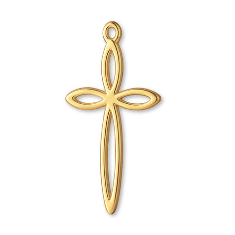 14ct Gold Plated - Marquise Petal Crucifix Charm